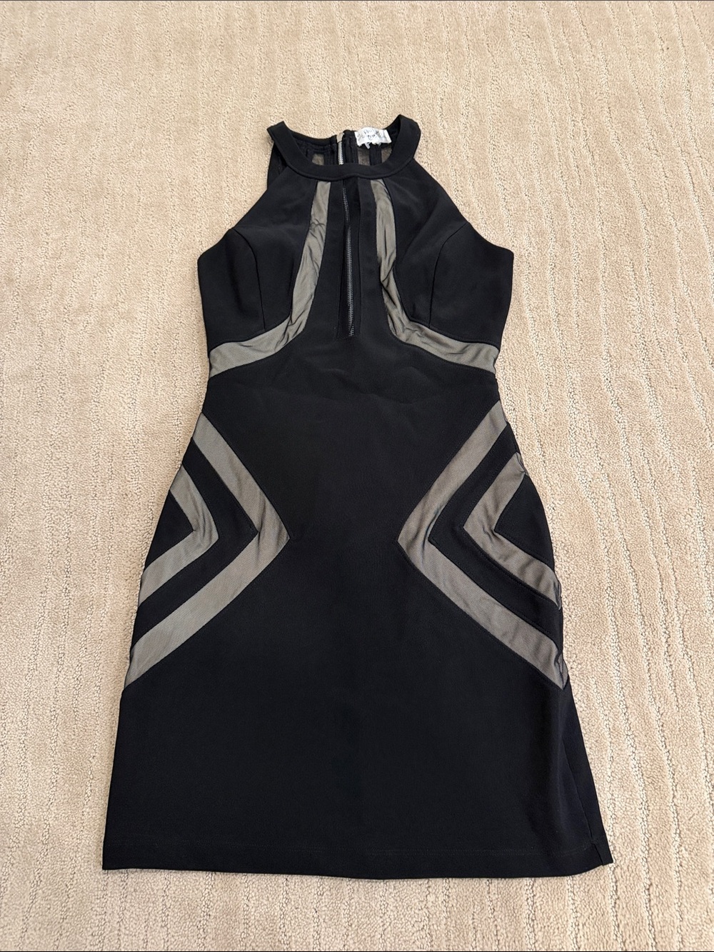 Honey and Rosie Black Mini Dress with Gray Panel Accents